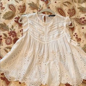 Zara white eyelet blouse